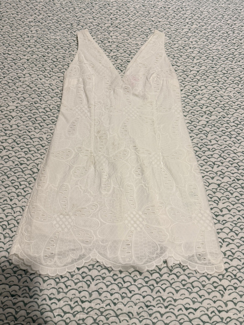 Lilly Pulitzer Cream/White Eyelet V-Neck Mini Dress